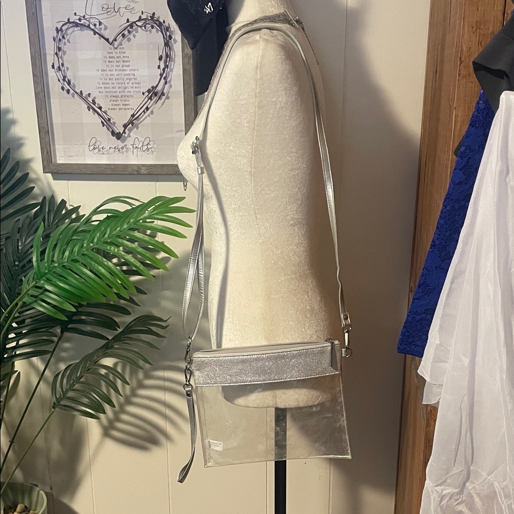 Silver and Clear Crossbody Bag